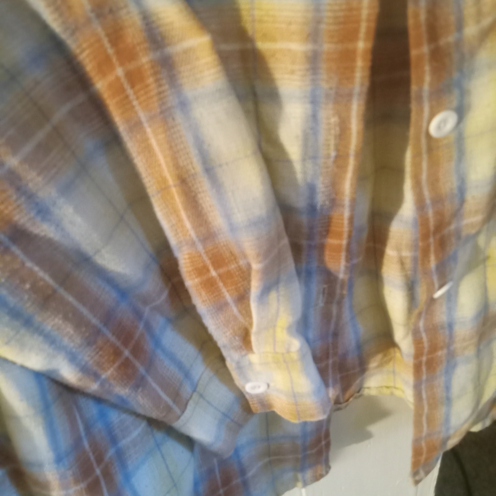 Women's Plaid Button Down Shirt - Brown and Blue